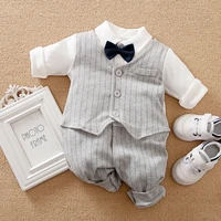 malapina 2021 newborn baby boy clothes gentleman suit tuxedo romper jumpsuit overalls infant outfit with bow tie baptism costume