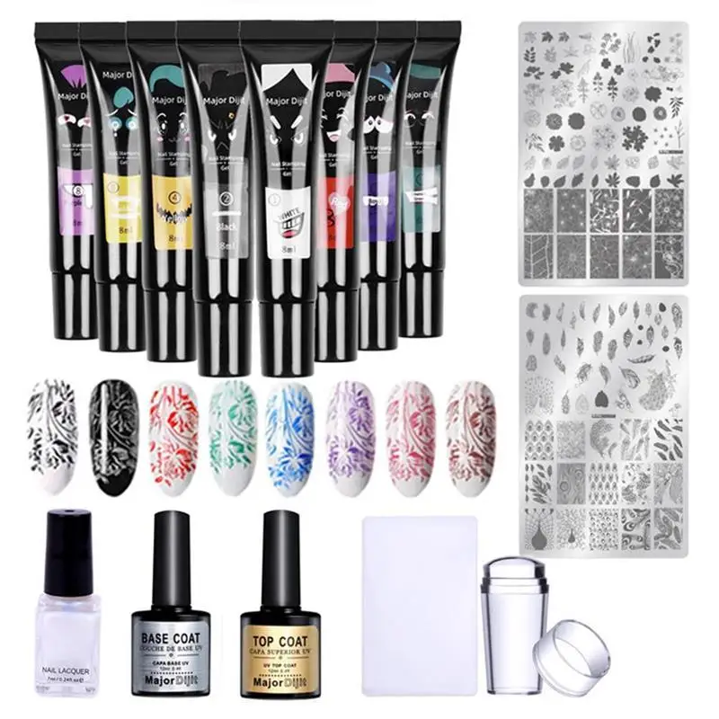 

Nail Art Extension Kit 8 Color Nail Art Glue Sealing Layer Base Glue Transparent Nail Art Template DIY Nail Art Phototherapy