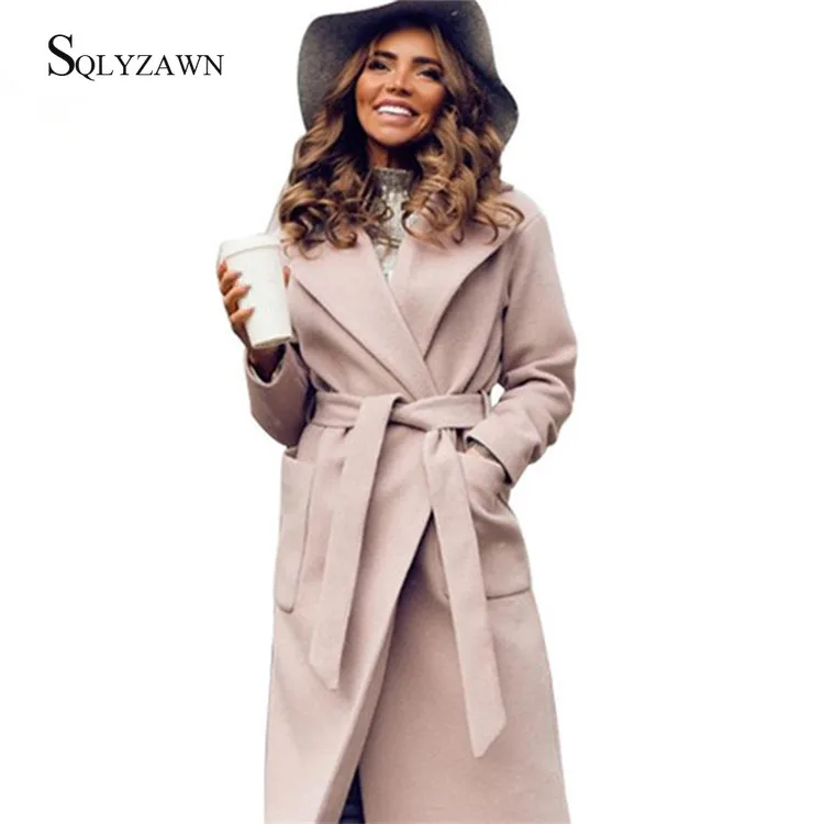 Элегантное длинное женское пальто 2019 осенне-зимние теплые куртки с отложным