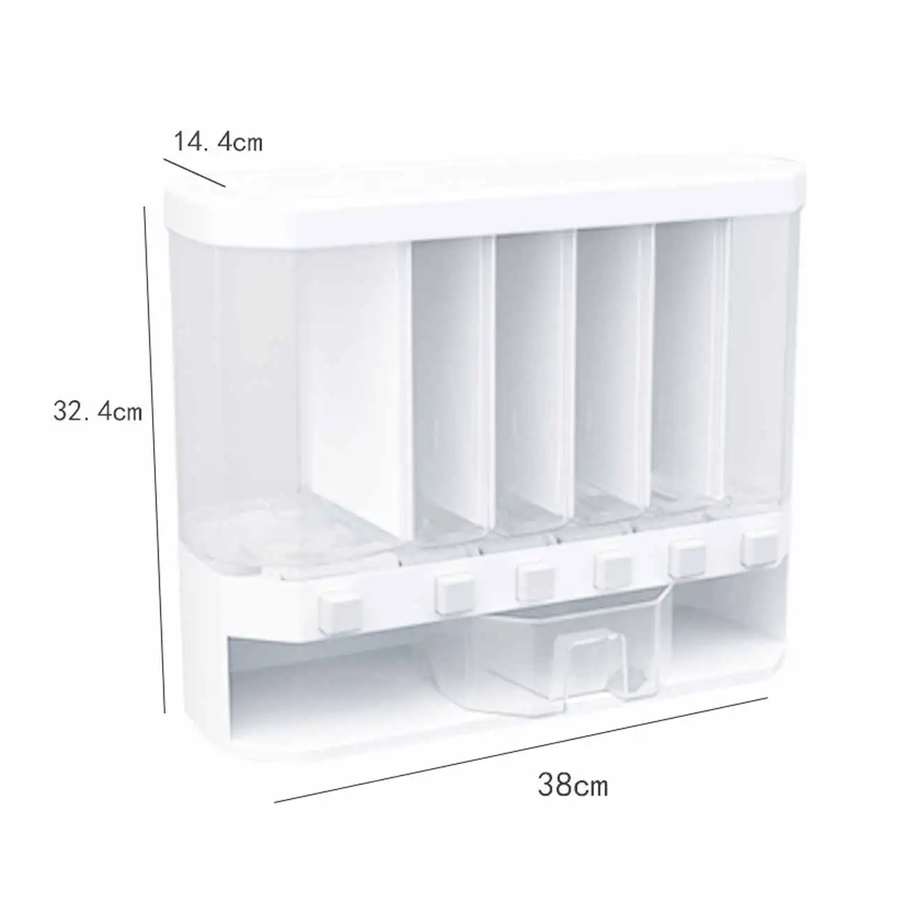 

1pcs Wall Mounted Separate Rice Bucket Cereal Dispenser Moisture Proof Plastic Automatic Racks Sealed Metering Food Storage Box