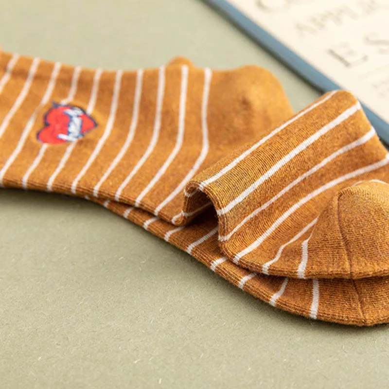 COSPLACOOL/теплые носки с вышивкой и надписью сердце забавные в полоску Harajuku