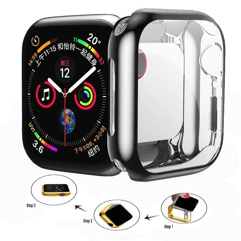

TPU bumper for Apple Watch band 6 SE 5 4 case 44mm 40mm iWatch strap 3 2 case 42mm 38mm Screen Protector Cover Accessories 44 mm
