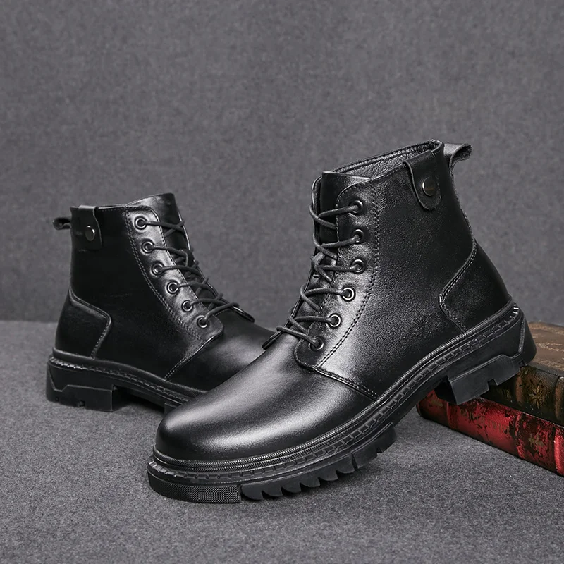 Мужская обувь из натуральной кожи модные уличные походные ботинки на шнуровке