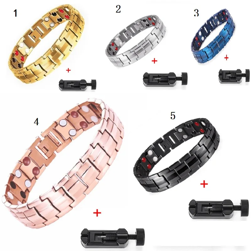 

Magnetic Bracelets for Men Women Arthritis Pain Pain Relief stainless steel Double Row 4 Elements Strong Magnets Chain Features