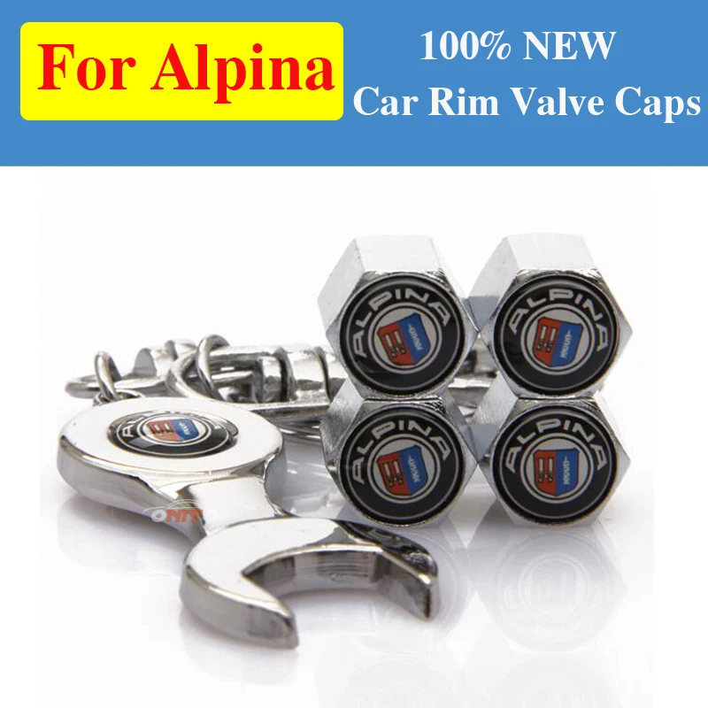 

1set Car Rim Valve Stems Caps for Alpina Spanner Keyring Automotive Tire Accessories for E60 E90 F10 F30 F15 X3 X4 X5 Series