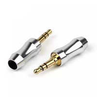 jack 3 5mm audio headset 3 poles gold plated 3 5 plug connectors solder aluminum alloy shell fixing cable 6mm black silver