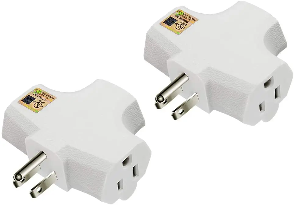 

Kasonic 3-Outlet Grounding Adapter 2 Pack, Heavy-Duty Grounded Power Tap, UL Listed Plug Extender (White)
