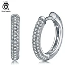 Женские серьги-кольца из серебра 925 пробы, с фианитом