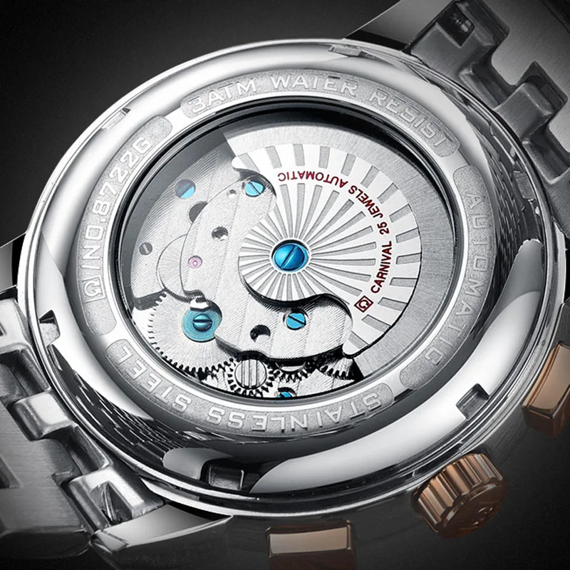 

Carnival Men's Watches Luxury Brand Automatic Mechanical Watch Men Waterproof Luminous Clock Male Tourbillon Steel Wristwatches