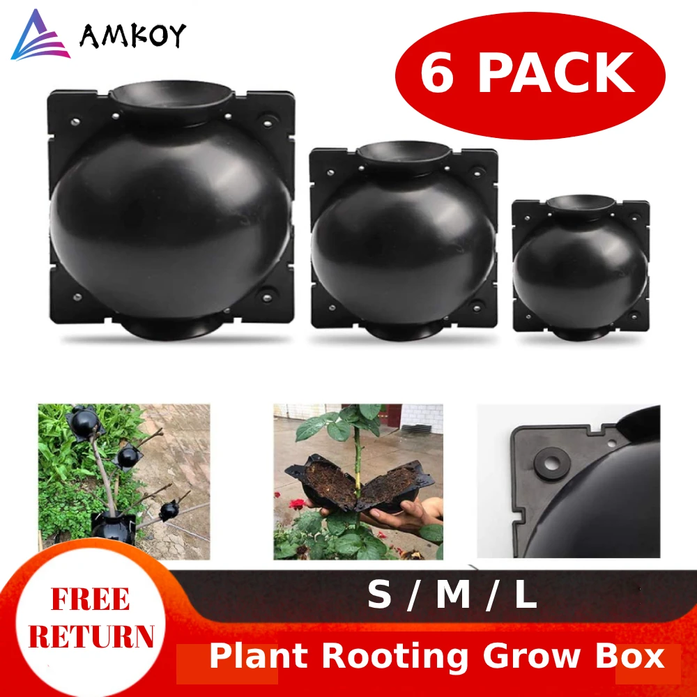 

AMKOY 6pcs Plant Rooting Ball Grafting Rooting Growing Box Breeding Case Plant Root Growing Box For Garden 5/8/12cm In Diameter.