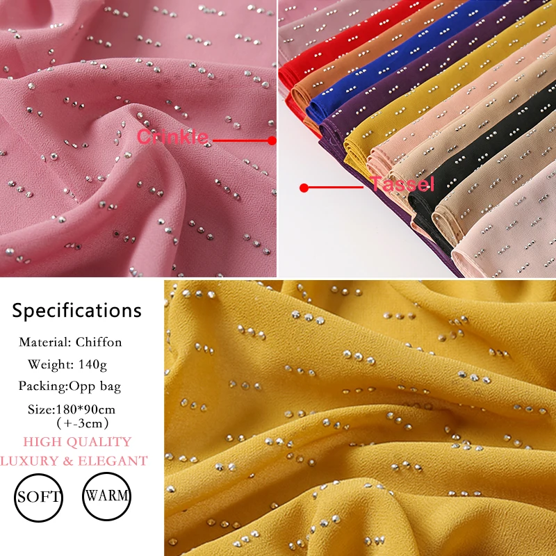 

26colors 2021 Design Plain Bling Bubble Chiffon Hijab Scarf Shawl Wrap Muslim Headband Long Women Scarf/scarves 180cm*70cm