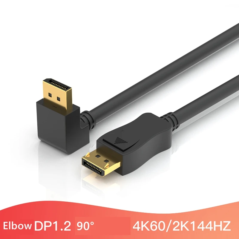 

DP1.2 4K 90 Degree Cable Up Down Angled DisplayPort DP Display Port Male to Male Extension 4K2K supports 144hz1.5m/2m/3m