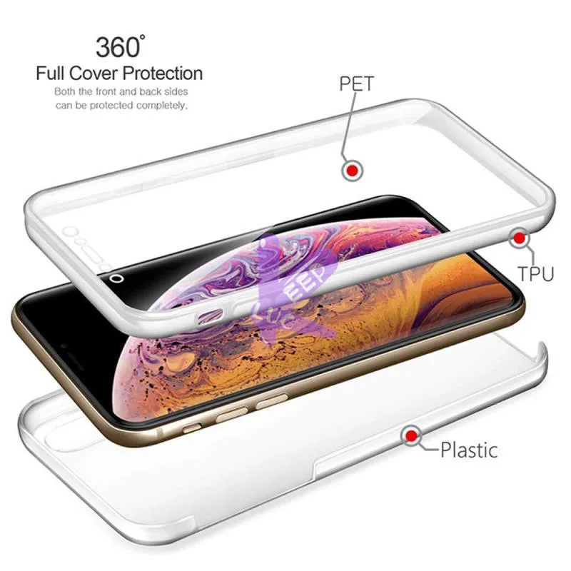 Для iPhone 11 Pro MAX X XS XR 5 5S 6 6S 7 8 Plus 360 силиконовый чехол для телефона Samsung Note 10 9 S10 5G S9 S8