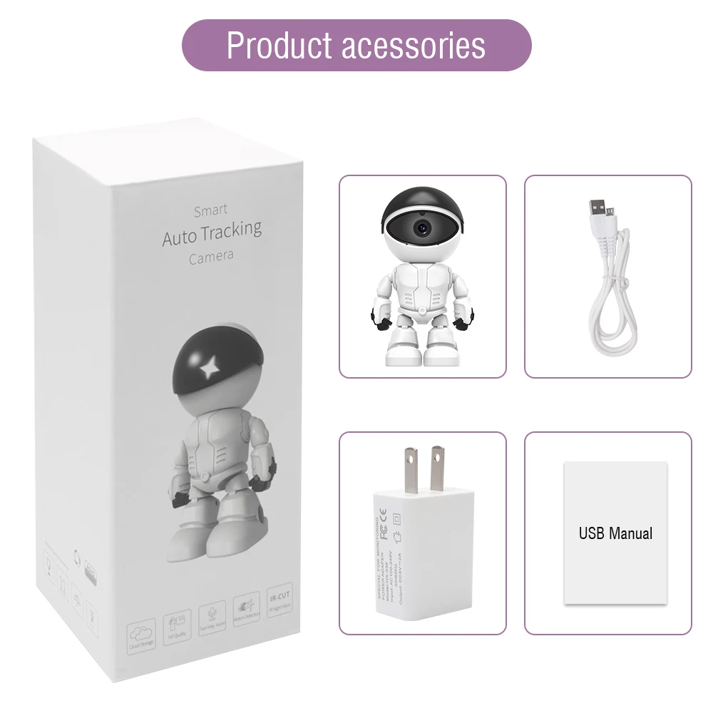 1080P Robot IP Camera 360 WiFi Wireless 2MP CCTV Security Smart Home Video Surveillance Night Vision Baby Monitor | Безопасность и