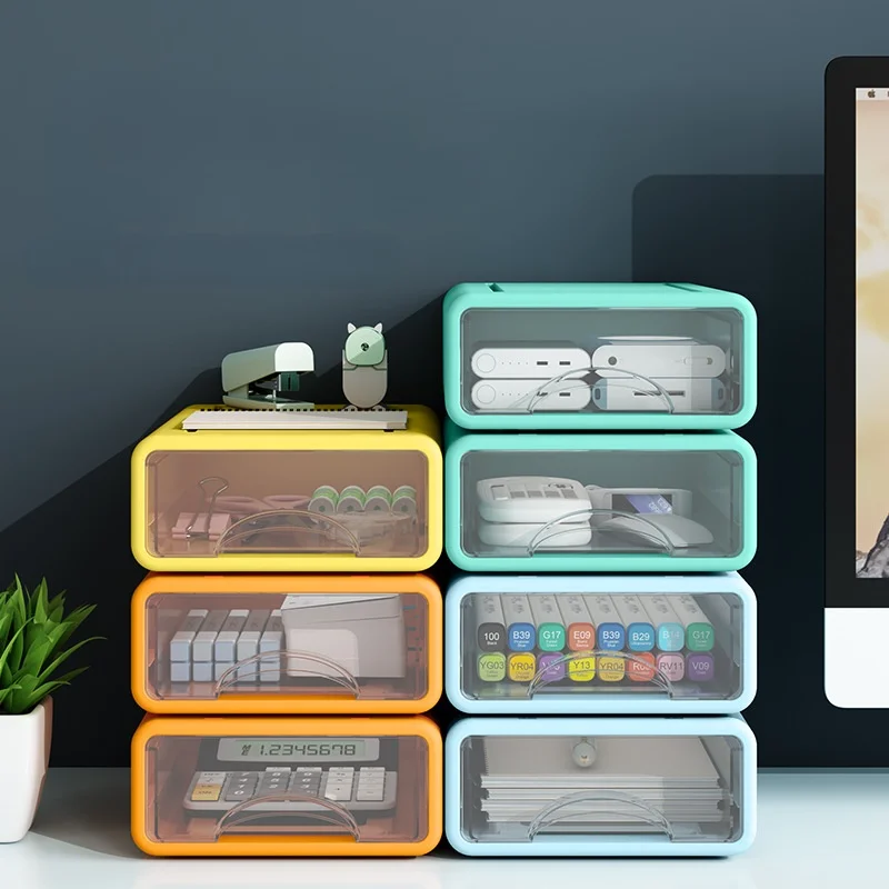 

New Plastic Desktop Storage Drawer for Stationery Cosmetics Makeup Organizer Box Jewelry Accessories Cases Dust-proof Container