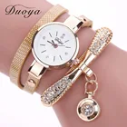 Часы наручные Duoya женские кварцевые, брендовые Роскошные Модные Винтажные, с золотистыми кристаллами, с браслетом