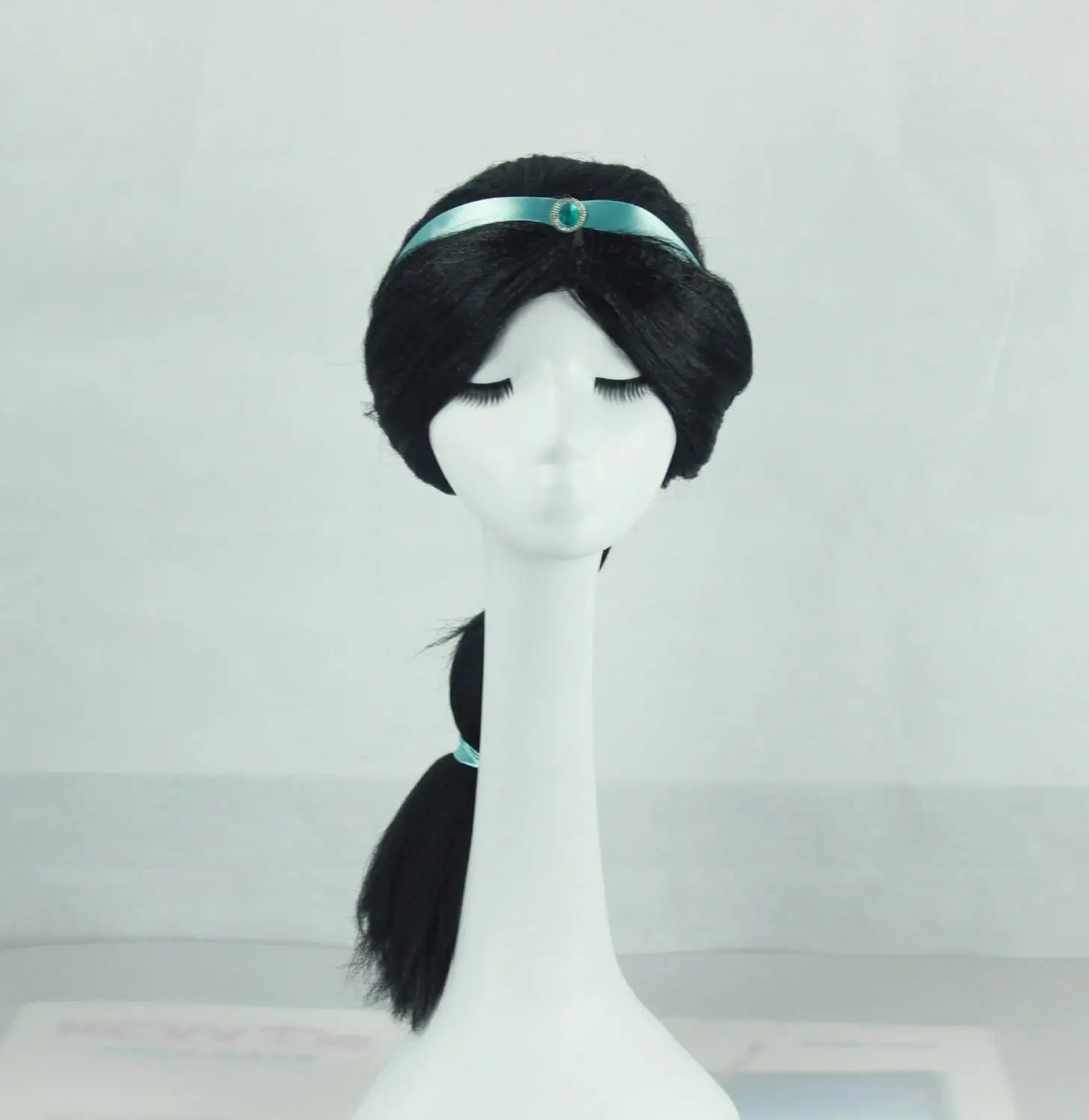 

Алладин Принцесса Жасмин черный Парики длинная коса стиле вислые защитная пленка высокого качества для задней части и Температура волокна ...