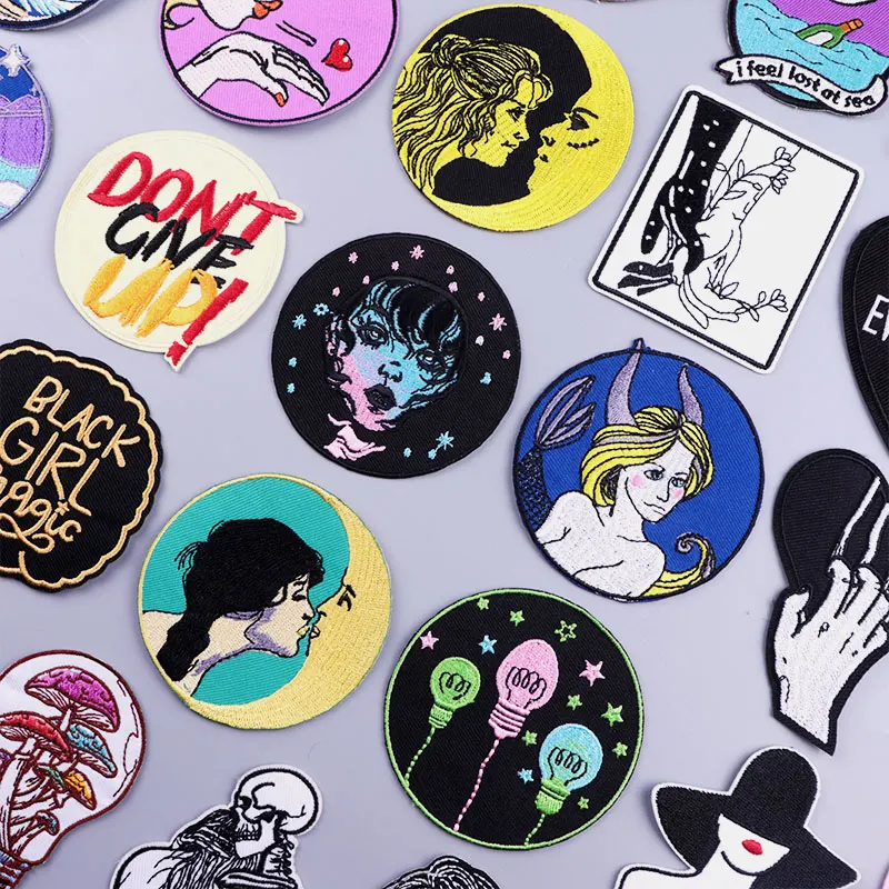 

Girl Patch Iron On Patches For Clothes DIY Children's Ietter Patch Stripe For Jacket Applique Embroidered Patches For Clothing