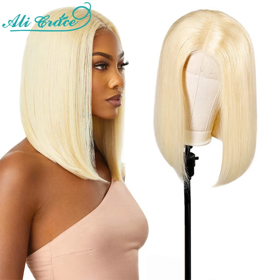 Блондинка 613 часть синтетические волосы боб парик бразильский тупым срезом 13x5x1 T