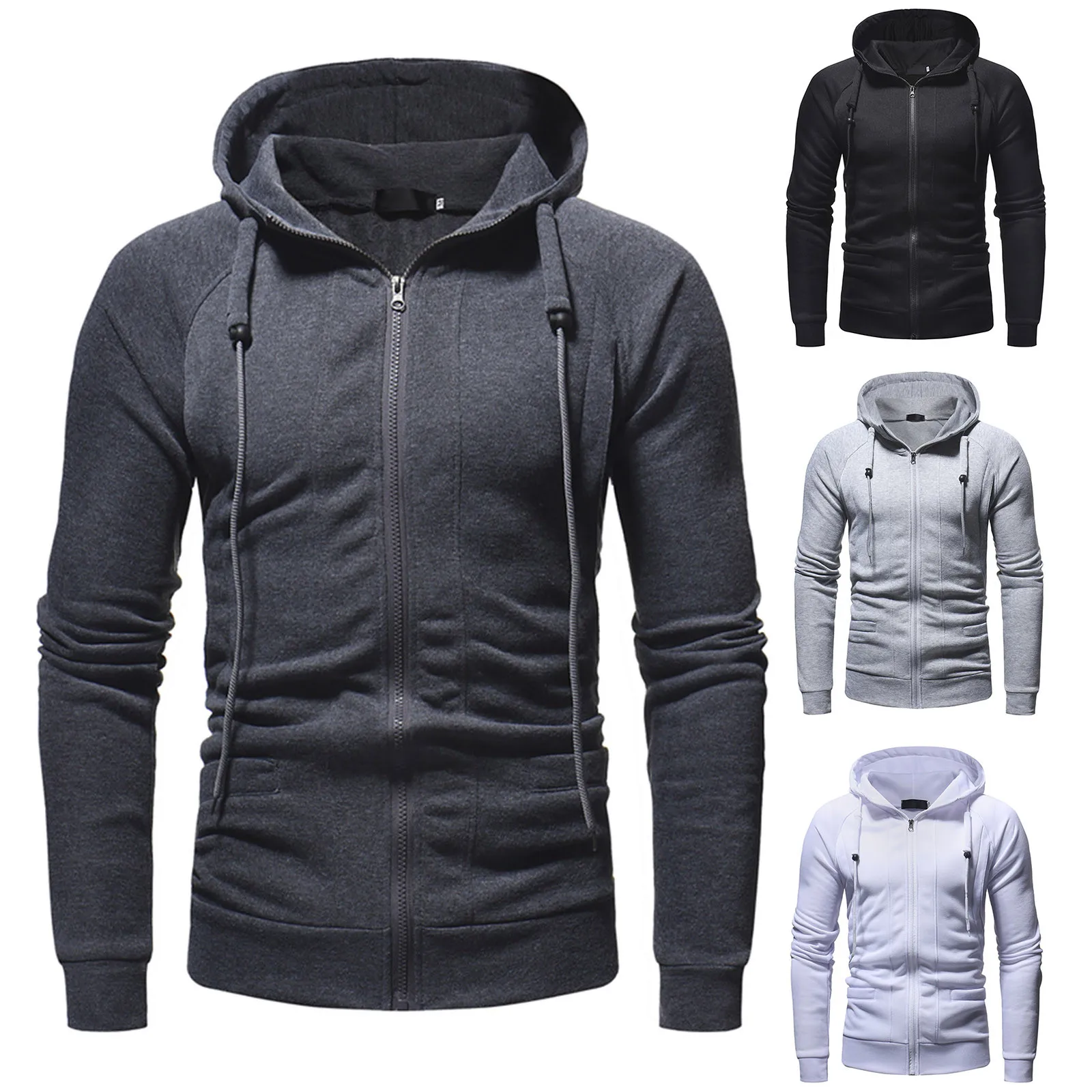 

Men's Autumn&winter Slim Zipper Hooded Tether Jacket Top Casual Outdoor Sports Solid Color Jacketзимняя Куртка Мужскаая