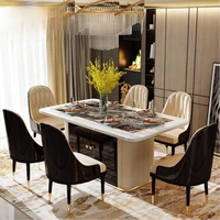 post modern dining table and chair combination rectangular solid wood marble dining table for 6 people