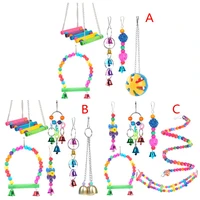 bird parrot toys bird swing chewing hanging perches with bells for pet parrot lovebird howl budgie cockatiels macaws