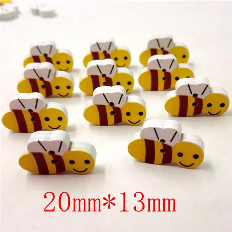 

100Pcs Wooden Bee Buttons for Kids Scrapbooking DIY Craft Wedding Decoration