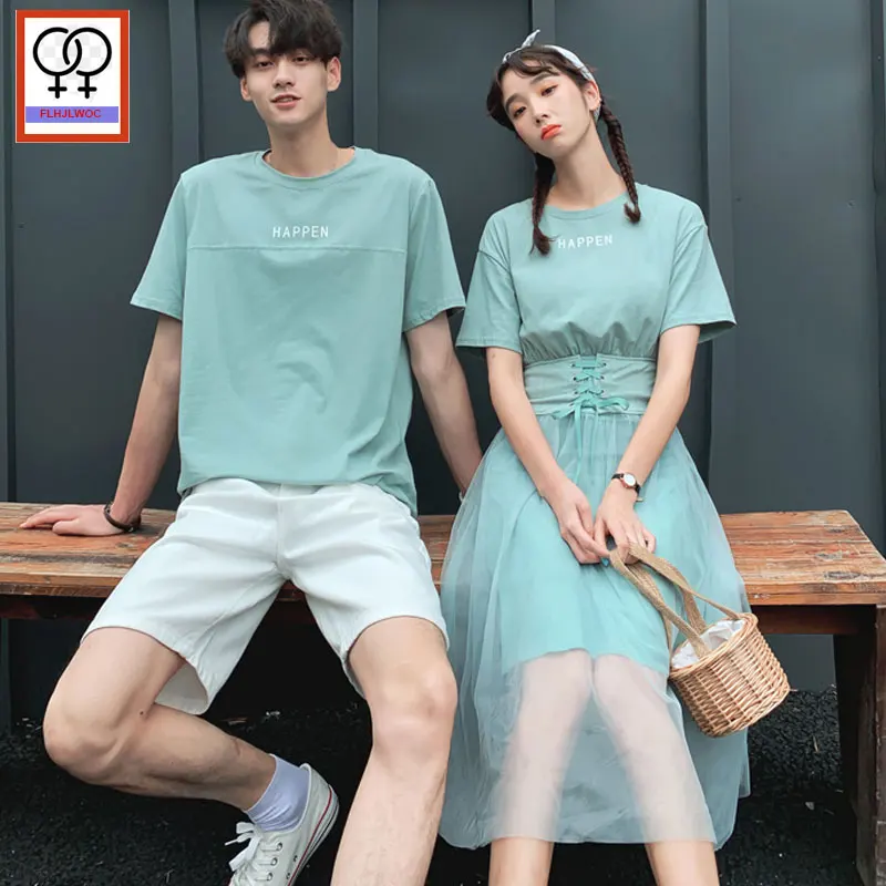 

Matching couple Clothes Boyfriends Girlsfriends Male Female Lovers Clothes Holiday Valentine's Date Holiday Belt T Shirt Dress