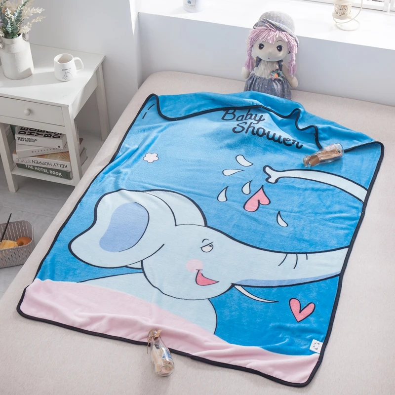 Один Слои пледы фланелевое одеяло с рисунком жирафа слон детская теплая