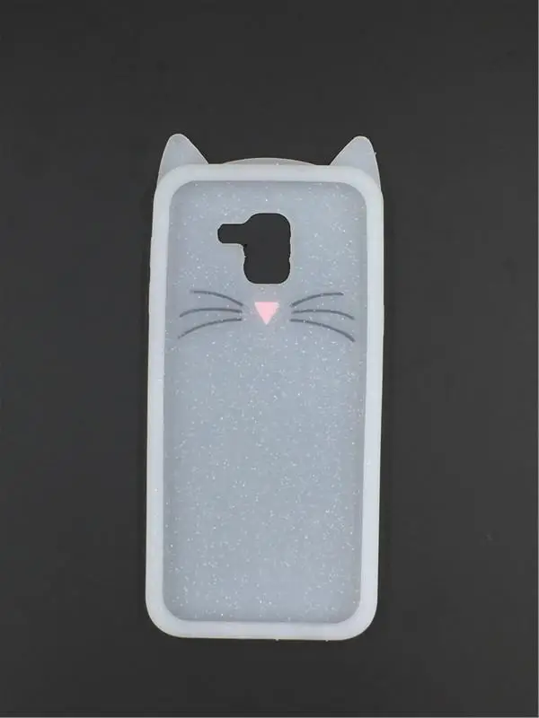 

Soft Silicone Phone Case For Samsung Galaxy A5 A6 A7 A8 Plus J4 J6 J8 EU 2018 3D Cartoon Smile Black Cat Ears Beard Cover