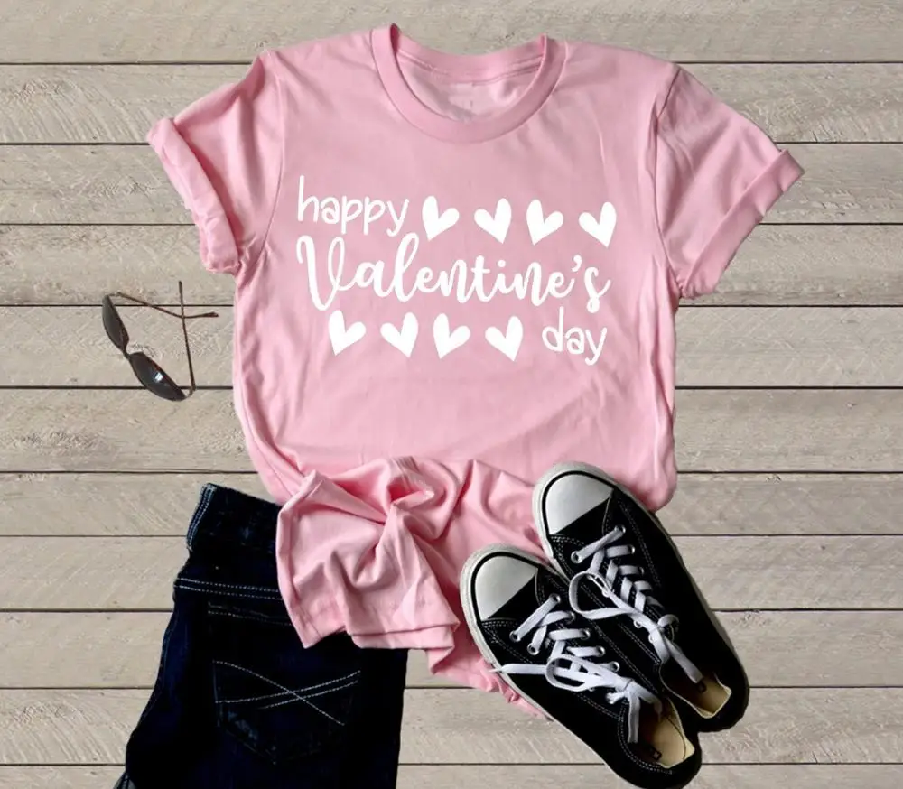 Футболка на День святого Валентина Женская Модная хлопковая Повседневная