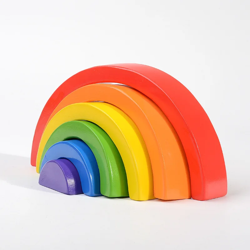 

6 PCS Rainbow Building Blocks Macaron Color Manufacturers Semi-circular Arch Bridge Assembling Early Educational Puzzle Toys