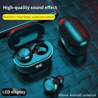 a6 led display bluetooth 5 0 stereo sports earphone ipx5 waterproof bluetooth earphone with portable digital charging box