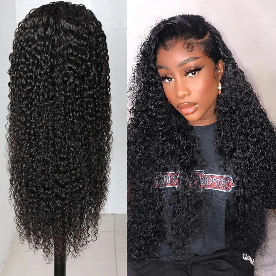 

Malaysian 13x4 Long Jerry Curly Lace Human Hair Wigs For Woman Lace Closure Wig Pre Plucked Curly Wig
