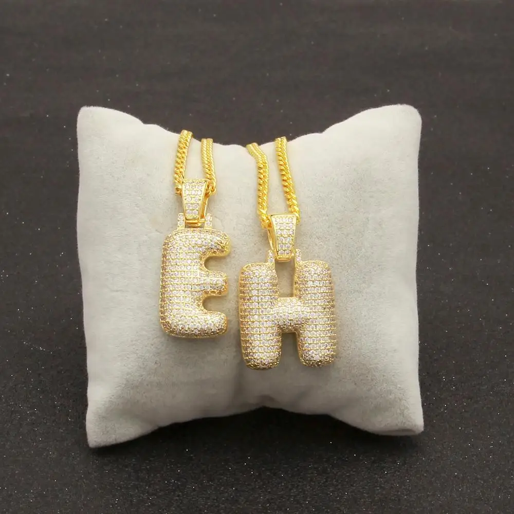 A Z ожерелье с буквами золотого цвета кубическим цирконием для мужчин и женщин