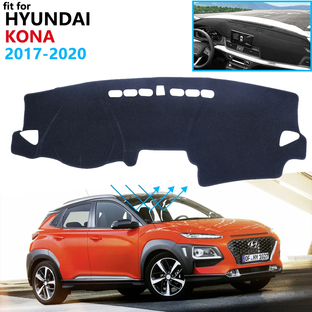 

Защитная накладка на приборную панель для Hyundai Kona 2017 2018 2019 2020, автомобильные аксессуары, приборная панель, Солнцезащитный УФ-коврик