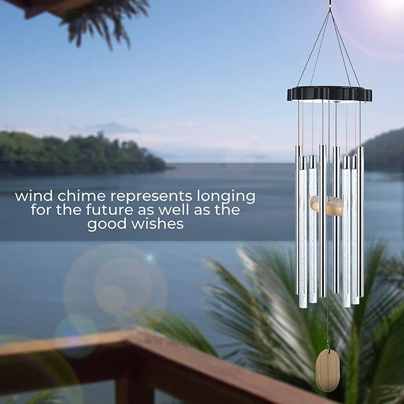 

2 Pcs Solar Wind Chimes with Variable Colors,Waterproof LED Wind Chimes,8 Tubes on the Outside,Commemorative Wind Chimes