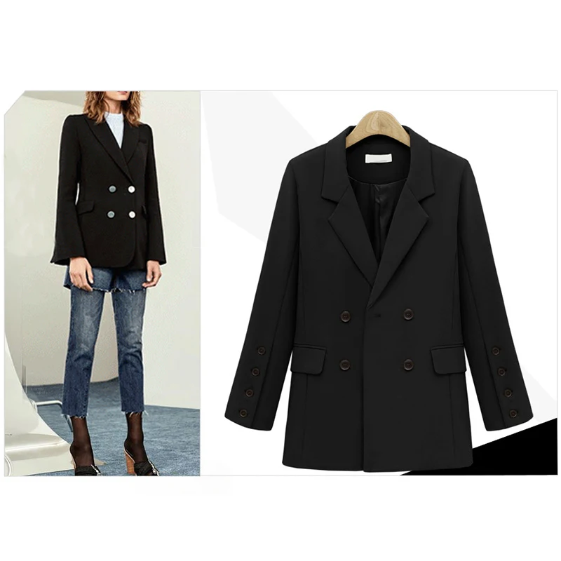 Женский деловой блейзер с длинным рукавом длинное черное пальто коллажем в