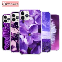 lavender flowers purple for apple iphone 12pro max mini 11pro xs max x xr 6s 6 7 8 plus 5s se2020 transparent phone case