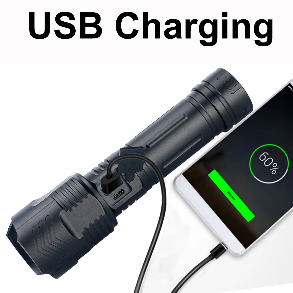 Pаспродажа Мощный 9-ти жильная XHP100 светодиодный вспышка светильник USB Перезаряжаемые ручной фонарь XHP90 фонарь масштабируемой тактический флэш-светиль...