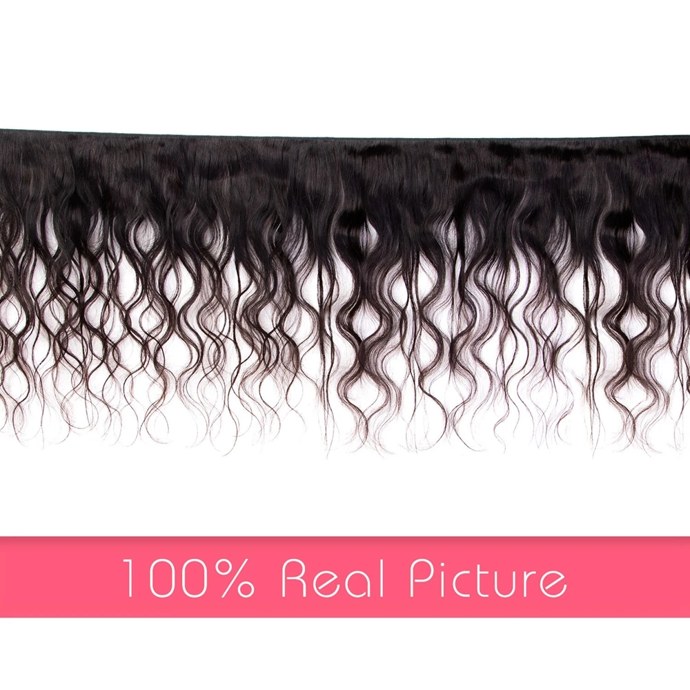 4 пучка перуанских волнистых человеческих волос с кружевной застежкой пряди ные