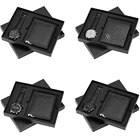 Набор бумажников для мужчин, кварцевые часы, минималистичные кварцевые наручные часы, держатель для карт, кошелек для Муж папа, мальчик, друг