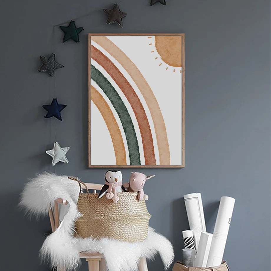 Мультяшная лама Гора Радуга алфавит любовь детская стена Художественная печать