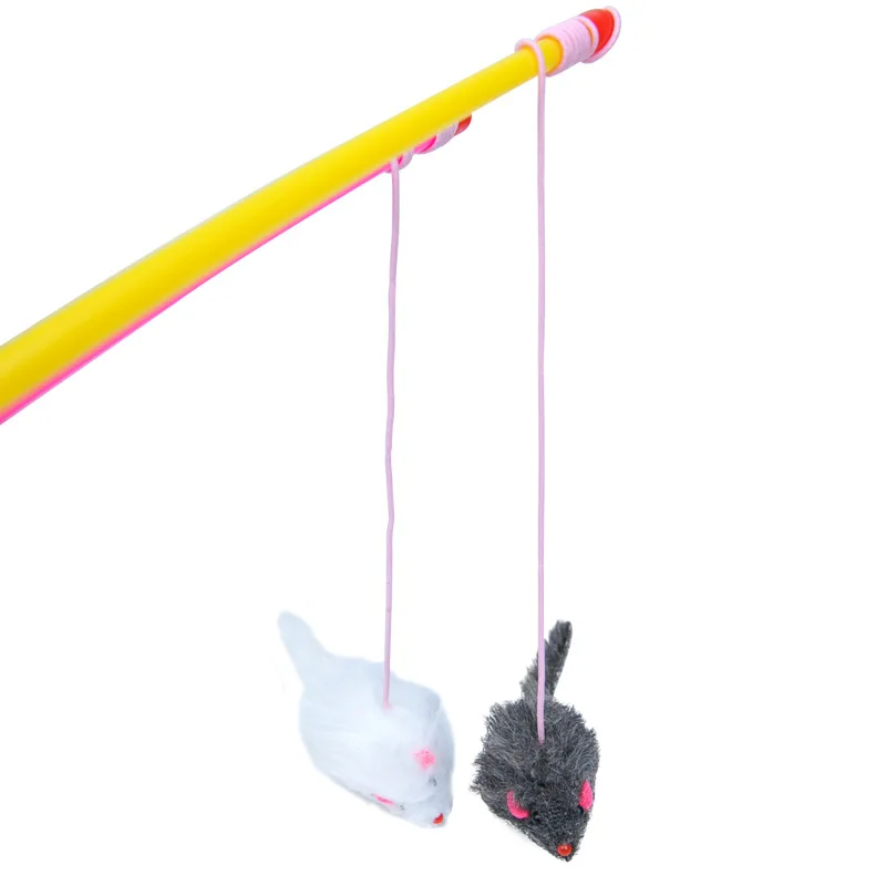 Игрушка для котят мышь на удочке перо игрушка кошек домашних животных кроличий