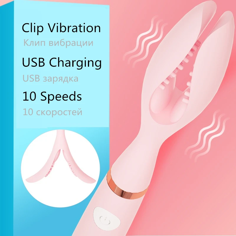 Вибратор кролик для точки G силиконовый Стимулятор клитора клипа зажимы интимные