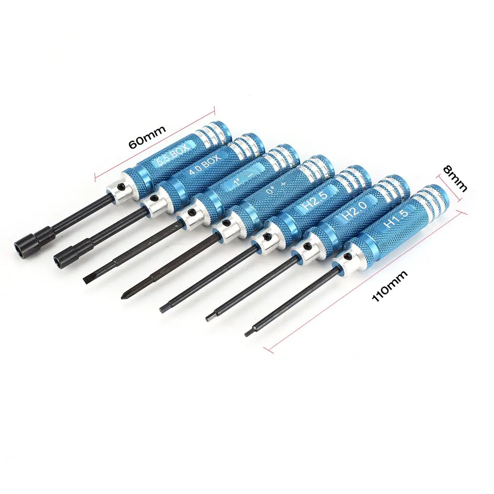 

7Pcs Straight Cross 1.5 2.0 2.5mm Hex Screwdriver 4.0 5.5mm Sleeve Tools Nut Wrench Kit For RC Helicopter Car Aircraft Drone