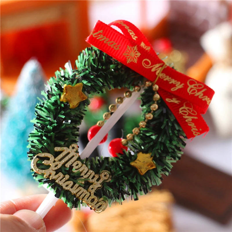 

5Pcs/Set Dollhouse1:12 House Door Christmas Tree Christmas Wreath Decoration Set Holiday Decoration