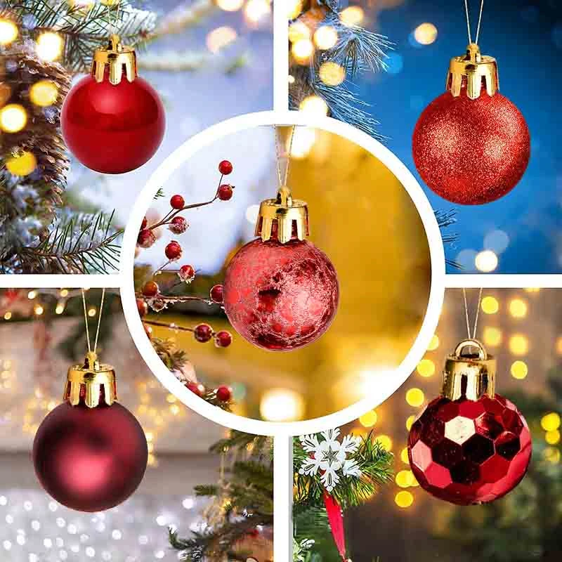Bola de Navidad pintada de 3cm/99 piezas, decoraci&oacute;n de &aacute;rbol de Navidad, conjunto de caja de regalo colgante, decoraci&oacute;n de fiesta de cumplea&ntilde;os, boda, hogar y Navidad-1