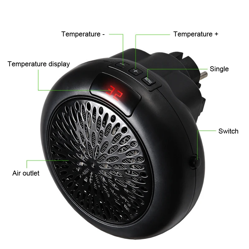 

Portable Heater Household Home Plug In Small Heater with Remote Control Office Dorm Heating FP8