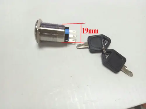 10set 19mm Key Lock Button Switch Flat Round Stainless Steel Metal ON/OFF New | Обустройство дома